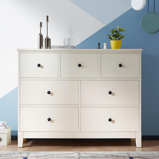 Linsy White Modern Wood Sideboard with Drawers Cabinet