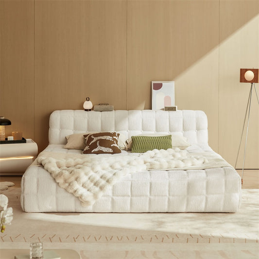 Modern Style King-size Modular Upholstered Bed with Fabric