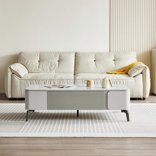 Chic Nordic White Coffee Table with Drawer for Style and Storage