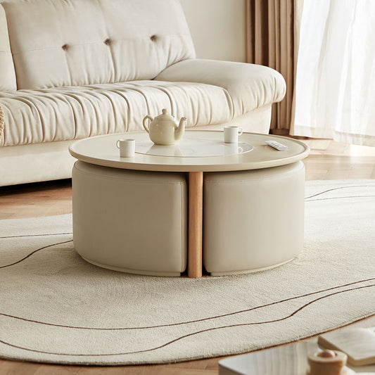 Beige Combination Round Coffee Table with Versatile Color Palette
