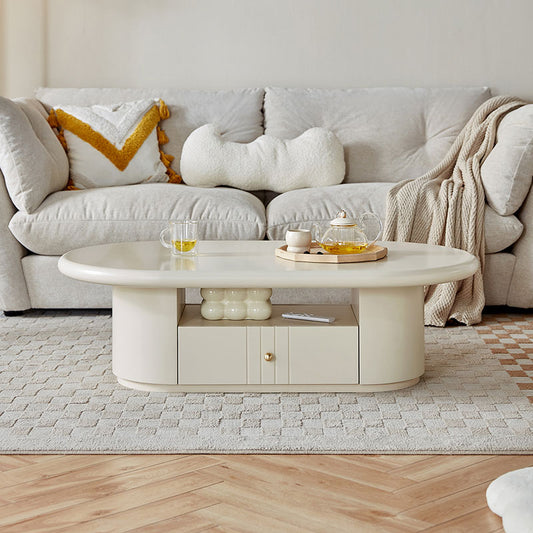 Chic Oval Coffee Table with Natural Wood Accents