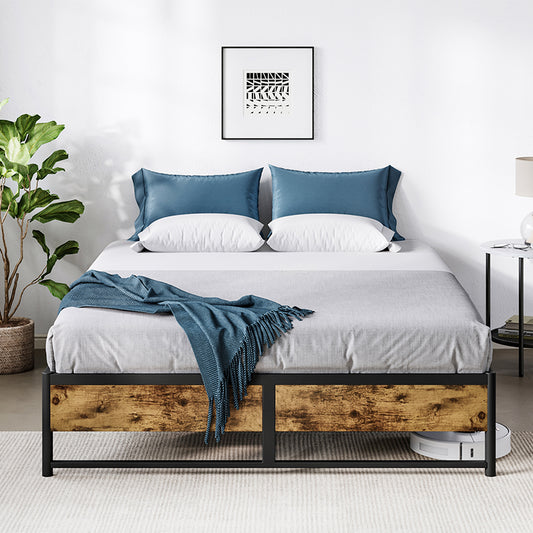 Double Bed Frame with Modern Metal Accents