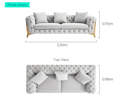 Chesterfield Style Button Tufted Fabric Sofa Set for a Chic Space