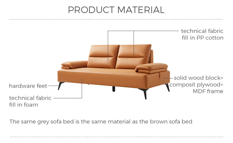 Modern Style Leather Sofa with Flexible Armrest with Sleek Comfort