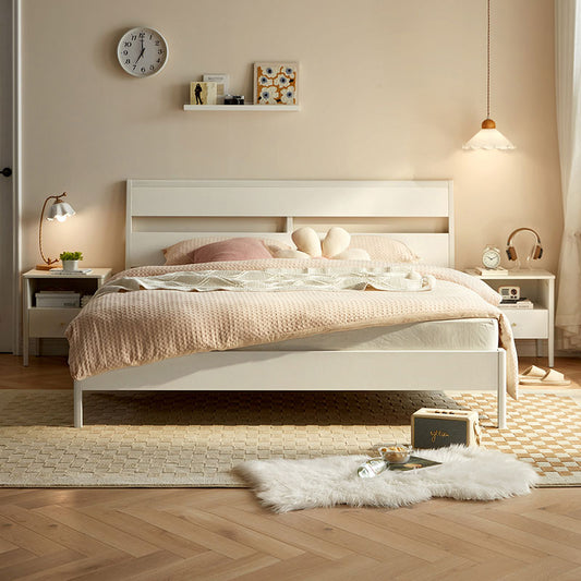 北欧风格卧室家具白色特大号木床