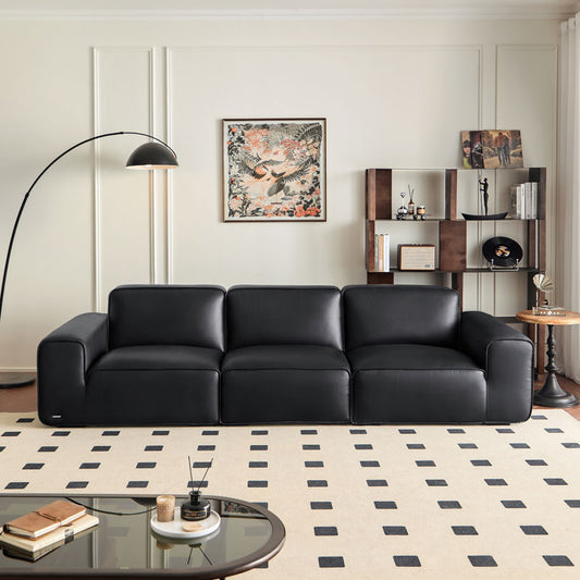Modern Black Color Leather Sofa with Timeless Comfort