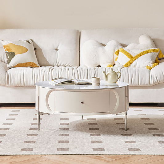 Nordic Style Living Room White Color Coffee Table with Drawers
