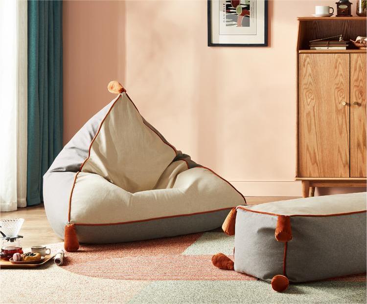 Triangular Shape Luxury Comfort Sofa with a Plush and Fluffy Beanbag