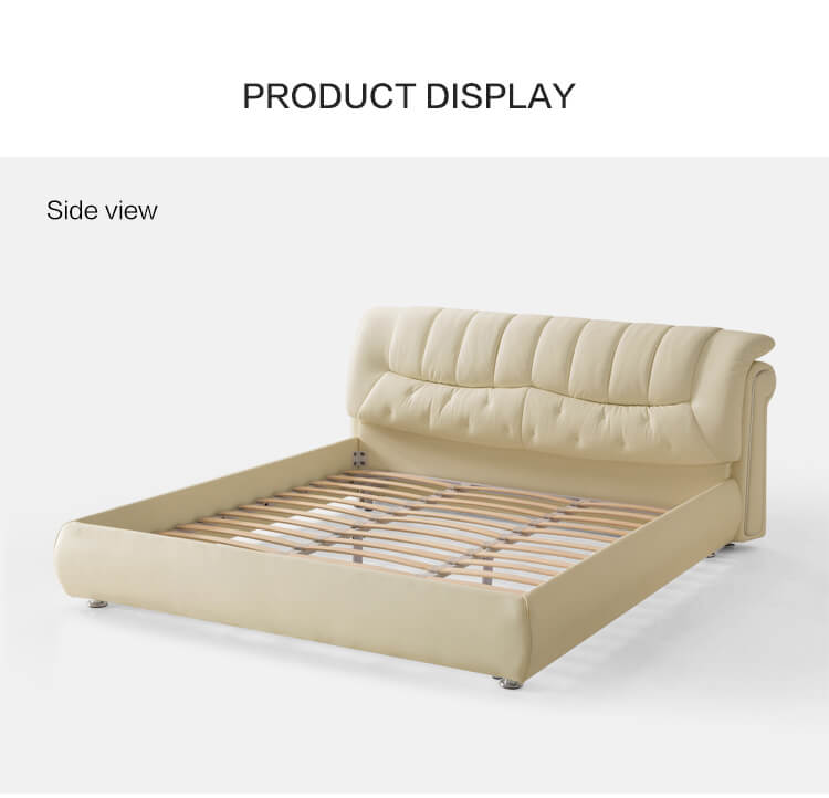 Upholstered Platform Leather Bed Frame with Stylish Headboard