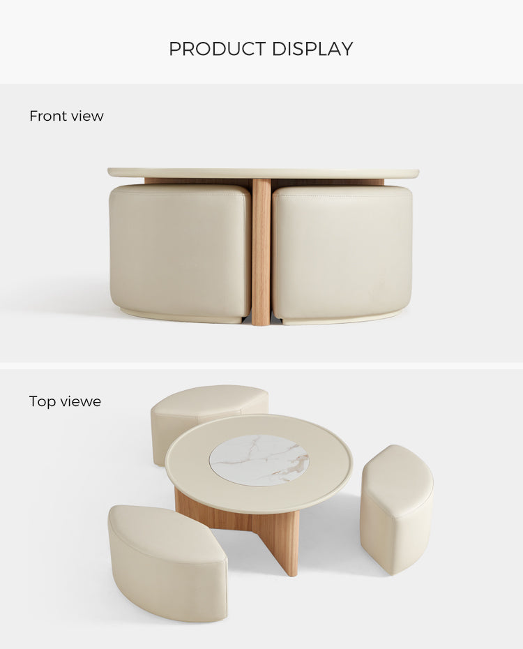 Beige Combination Round Coffee Table with Versatile Color Palette