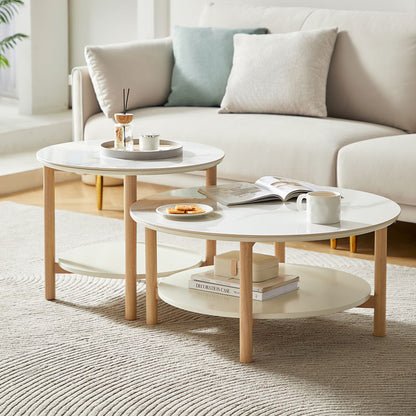Chic Marble-Topped Round Coffee Table with Modern Elegance