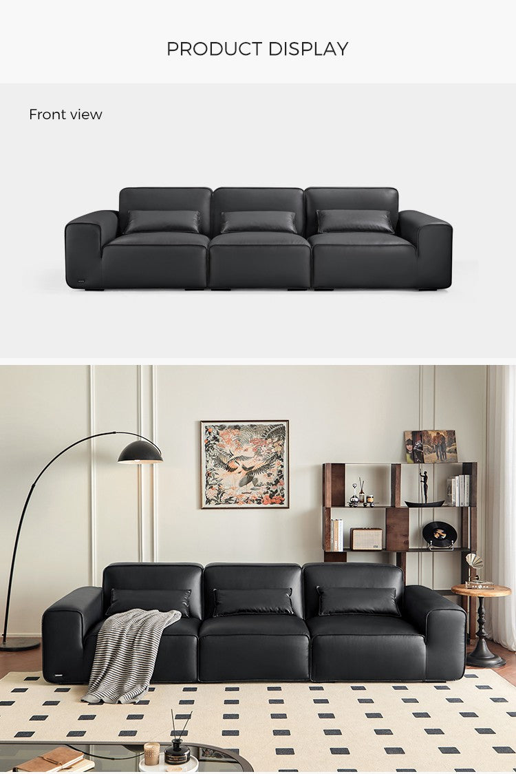 现代沙发家具黑色真皮沙发
