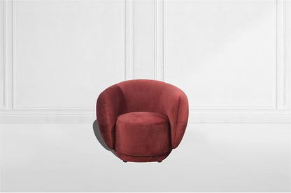 Contemporary Accent Sofa in Rich Red with Barrel Armchair Design