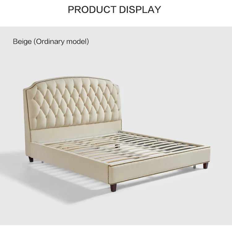 Luxury Modern Fabric Bed-1.8M Double with Solid Wood Foot and Storage