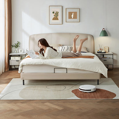 Modern Leather Bed with Robust Headrest for Bedroom Elegance