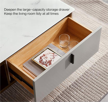 Small Modern Coffee Table with Drawers for Living Room