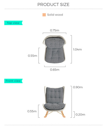 现代风格椅子簇绒软垫摇椅，带皮革空气