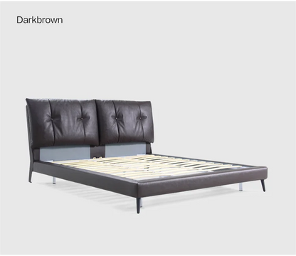 Contemporary China Brown Black King Wood And Leather Bed