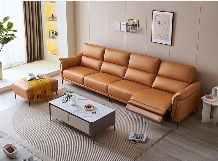 Orange Leather Recliner Sofa for a Stylish Living Room Experience