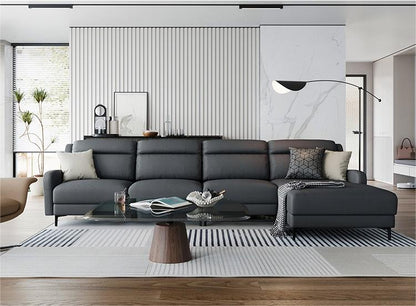 Stylish L-Shaped Brown Sectional Sofa Couch with Chaise