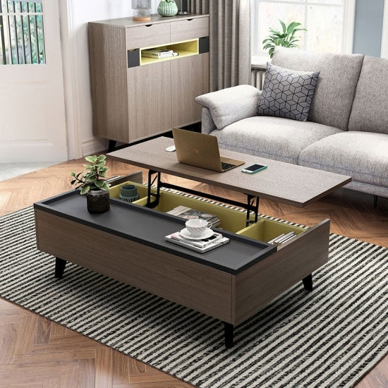 Chic Lift-Up Coffee Table with Modern Design and Solid Wood Appeal