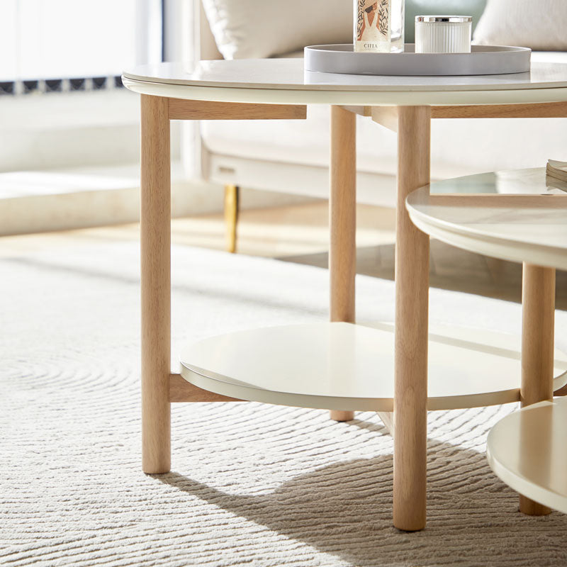 Chic Marble-Topped Round Coffee Table with Modern Elegance