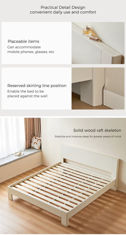 白色实木卧室双人床