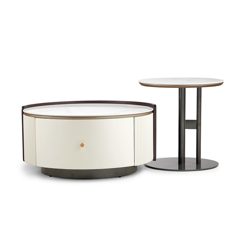 Modern Designed Chic Round Coffee Table with Drawer for Smart Storage