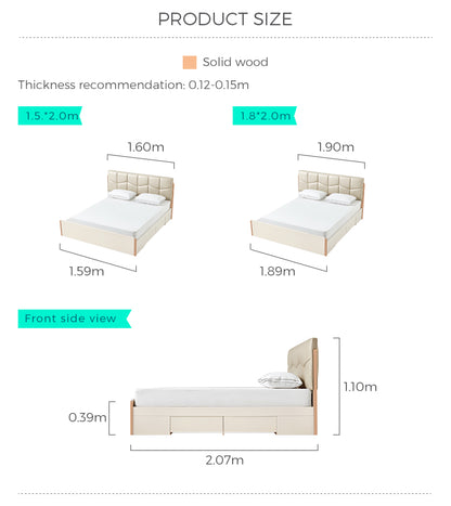 Modern Pneumatic Double Bed with Smart Storage Solutions
