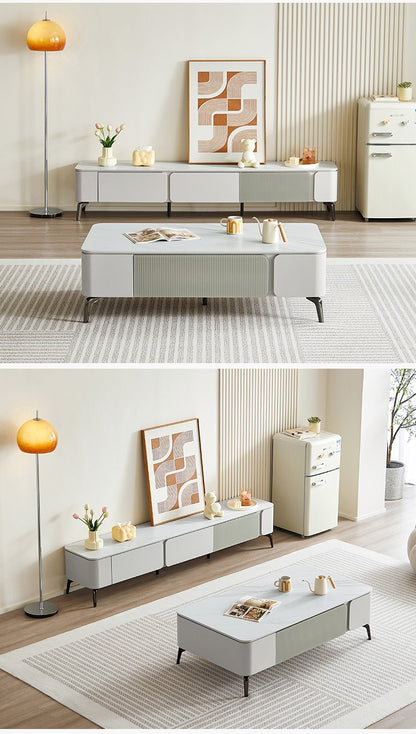 Chic Nordic White Coffee Table with Drawer for Style and Storage