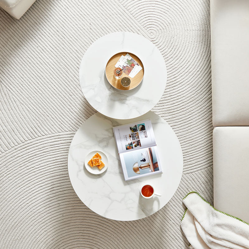 现代圆形大理石台面咖啡桌