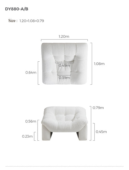 现代北欧亚麻布软垫扶手椅沙发椅