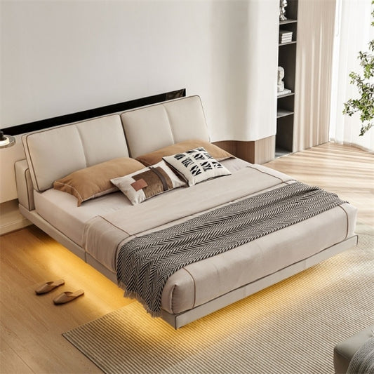 Modern Style Contemporary Suspended Bed with Leather