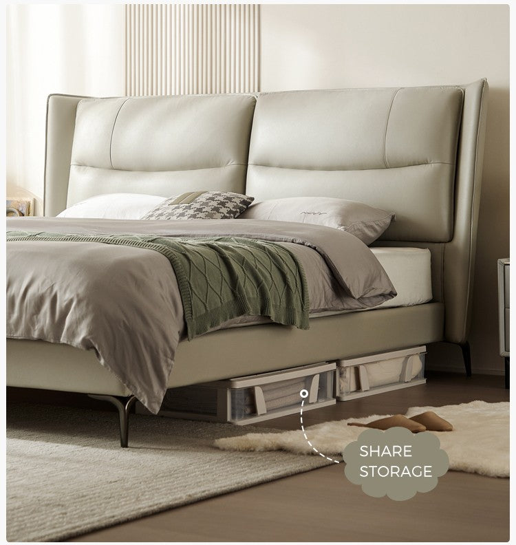King-size Leather Bed with Sleek and Stylish Scandinavian Design
