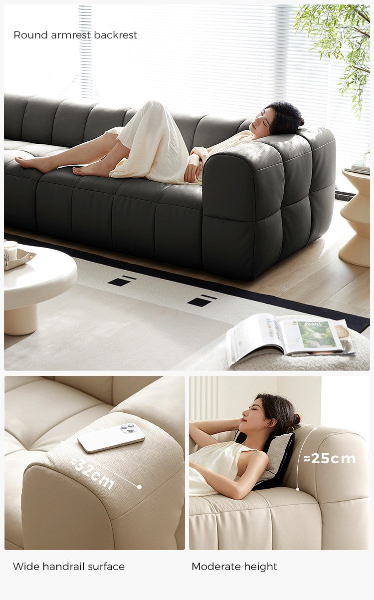 Nordic Style Modular Leather Living Room Sofa with Scandinavian Design