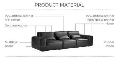 Modern Black Color Leather Sofa with Timeless Comfort