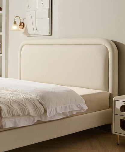 现代卧室设计特大号双人床带皮革