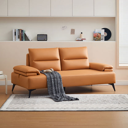 Modern Style Leather Sofa with Flexible Armrest with Sleek Comfort