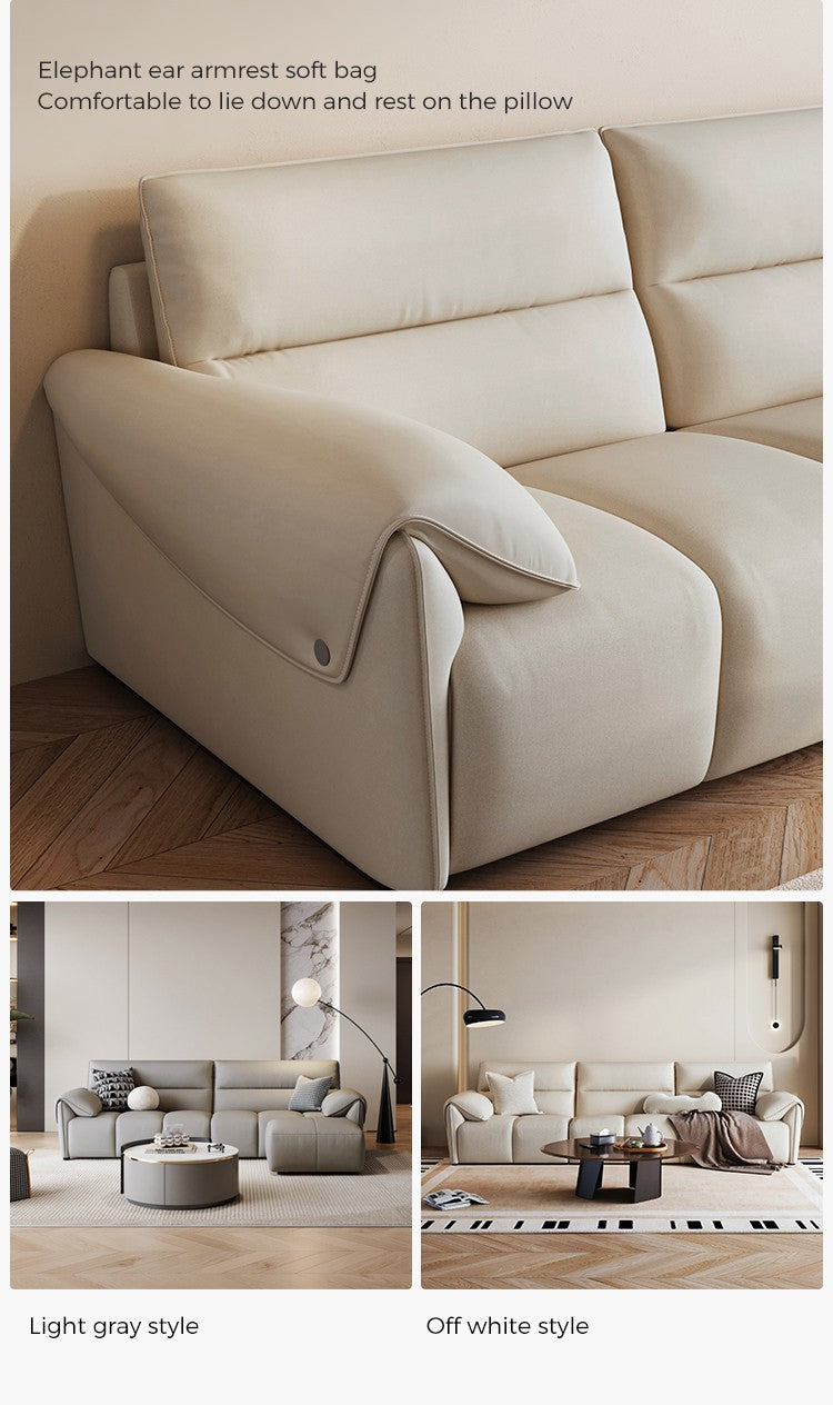 Modern Top-Grain Leather Upholstered Sofa with Premium Comfort