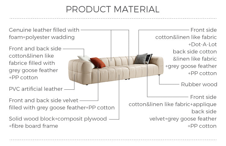 Nordic Style Modular Leather Living Room Sofa with Scandinavian Design