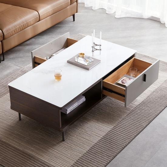Small Modern Coffee Table with Drawers for Living Room