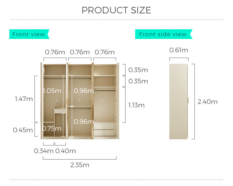 Chic Bedroom Furniture Storage Shelves 6-Door Big Wardrobe