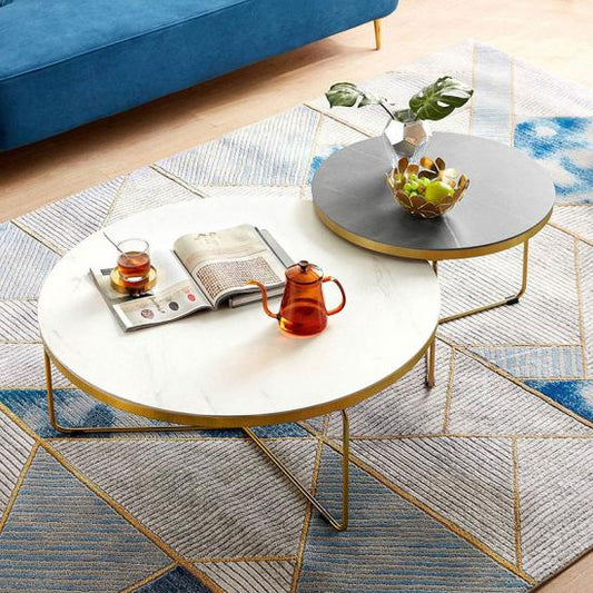 Chic Faux Marble Coffee Table with Modern Round Design