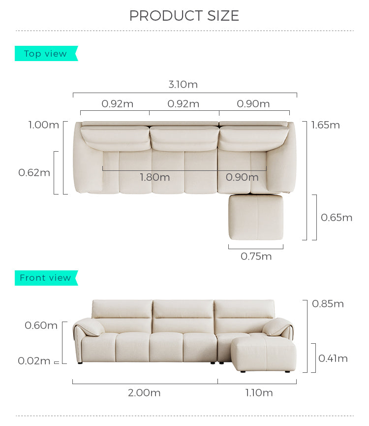 Modern Top-Grain Leather Upholstered Sofa with Premium Comfort
