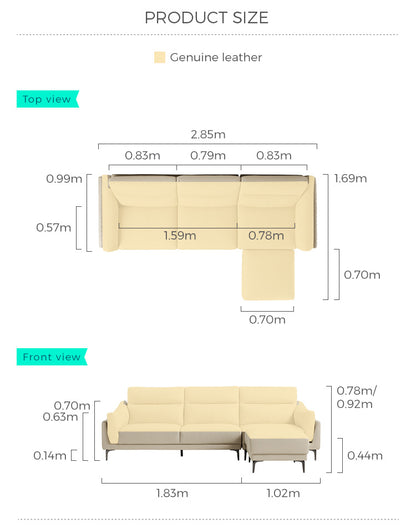 Nordic Style Beige Color 3 Seat Leather Sofa Set with Modern Elegance