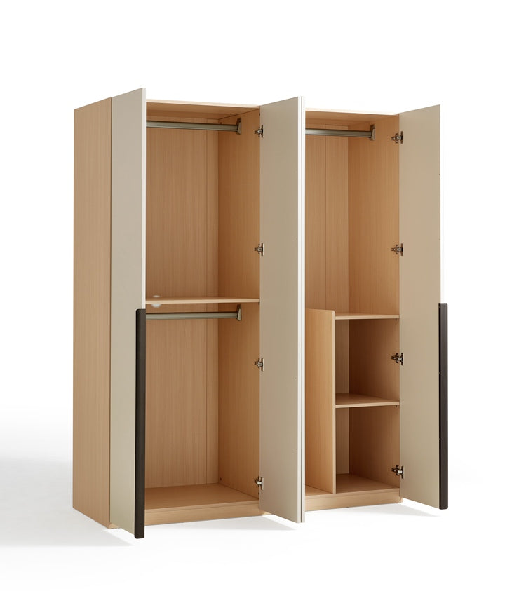 Spacious 4-Door Wooden Wardrobe Closet for Bedrooms