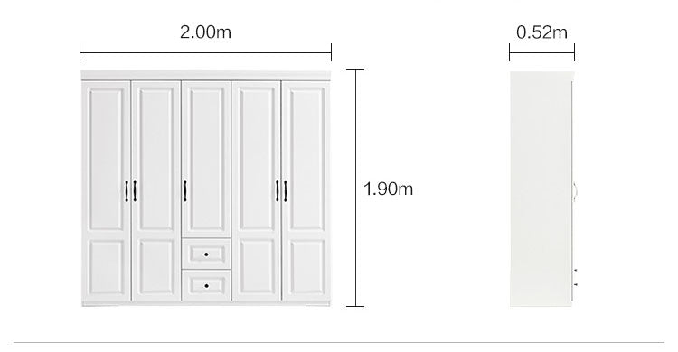 Spacious 5-Door Wooden Wardrobe Closet with Big Drawers