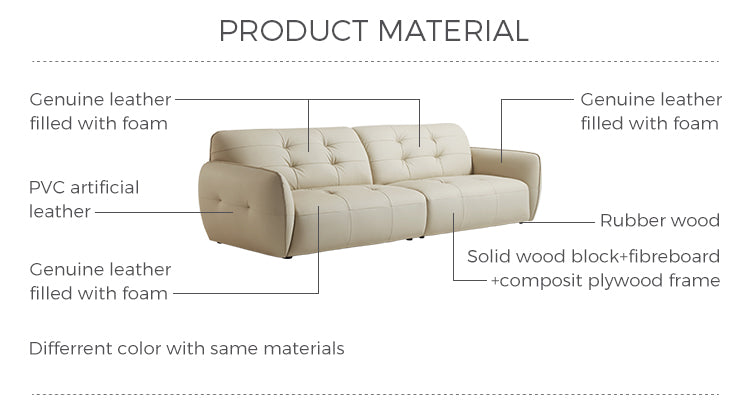 Modern Beige Color Leather Soft Sofa for Living Room